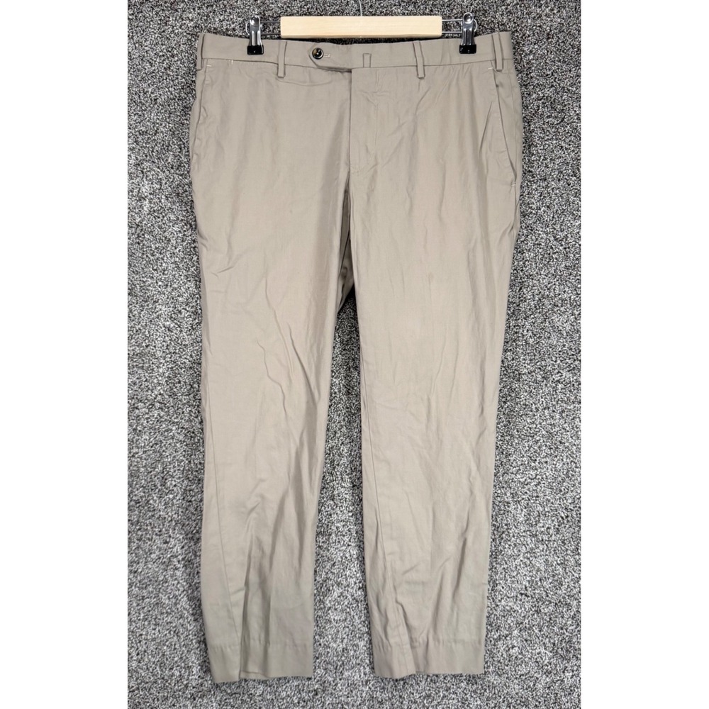 PT Torino Pants Mens 34x28 Slim Fit Beige Deluxe Cotton Chino Trousers